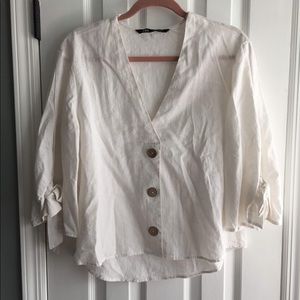 Quarter sleeve button down shirt